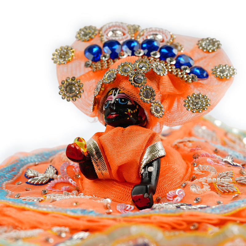 Kesariya Zardosi Shringar Laddu Gopal Poshak