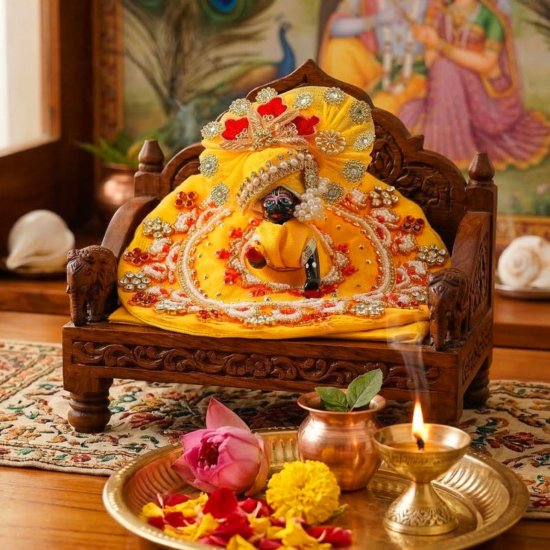 Peetambar Zardosi Shringar Laddu Gopal Poshak