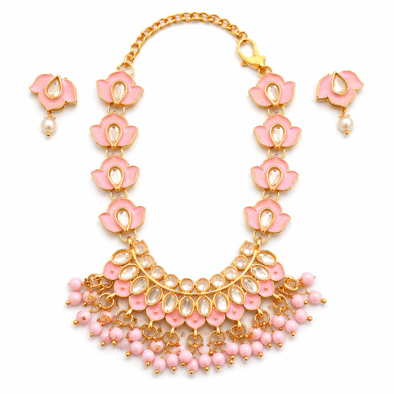 Padmavalli Meenakari Set (Necklace with Convertible Extensions)