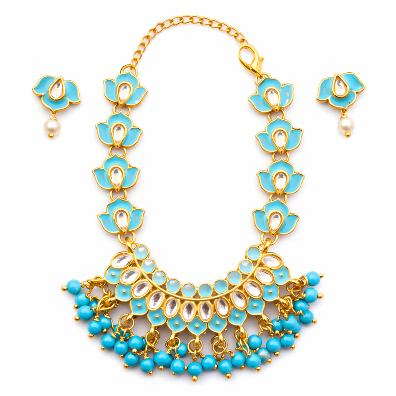 Padmavalli Meenakari Set (Necklace with Convertible Extensions)